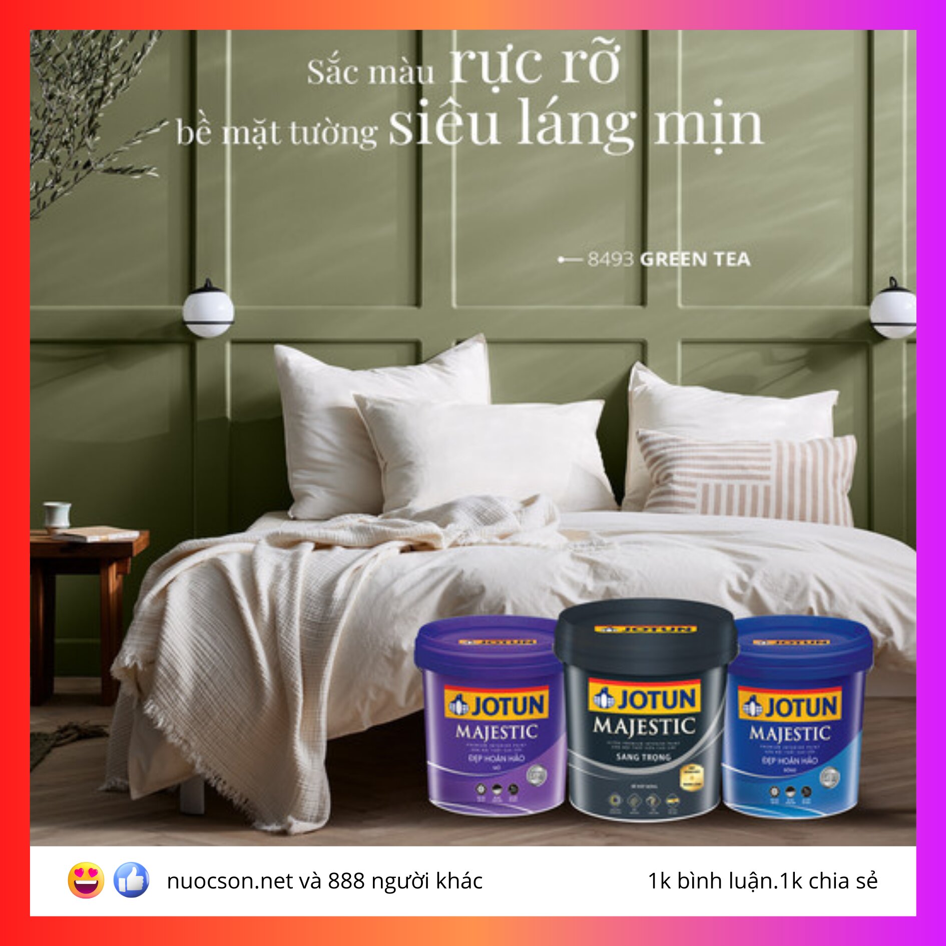 Tường nhà màu sắc rực rỡ siêu láng mịn với sơn nội thất Jotun